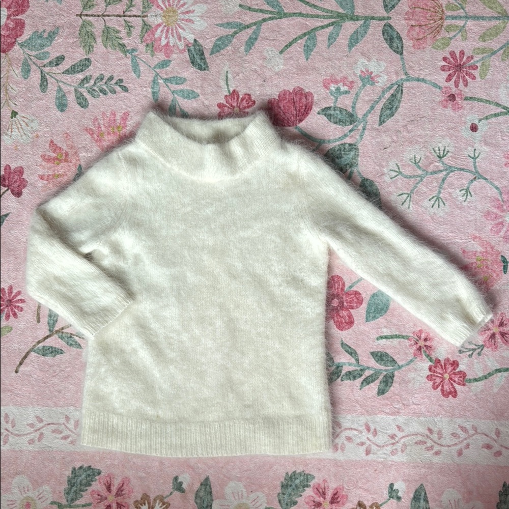 Anthropology Angora White Mock Neck Women’s Sweater “Moth”